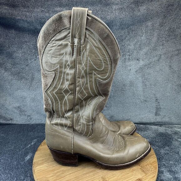 Dan Post Boots Mens Size 8.5D Gray Leather Western Cowboy Stitch Spain 8625 - Picture 3 of 12
